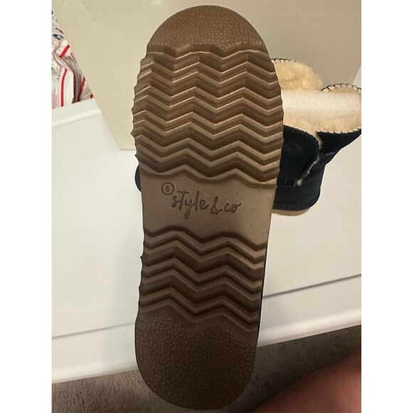 Style & Co. Women's Blue Ankle Booties Size 5 Faux Fur Lined Casual - Picture 7 of 10